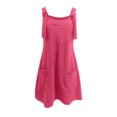 thumbnail image 4 of FcBaudy Camisole Sans Manches Robe Col en V, Robes d'Été pour Femmes, Robes de Mode pour Femmes Robe Unie Sans Manches à Bretelles avec Poches, 4 of 5