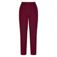 thumbnail image 6 of Jinhomg Women's Nursing Scrubs Sets Loose Fit Comfy Short Sleeve V-Neck Tunics with Elastic Waist Jogger Pants 2 Piece Solid Working Uniform Wine M, 6 of 8