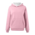 thumbnail image 4 of Fgnfyis Women Oversized Pullover Hoodie Short Velvet Long Sleeve with Pockets Winter Fall Outfits Light Pink M, 4 of 5