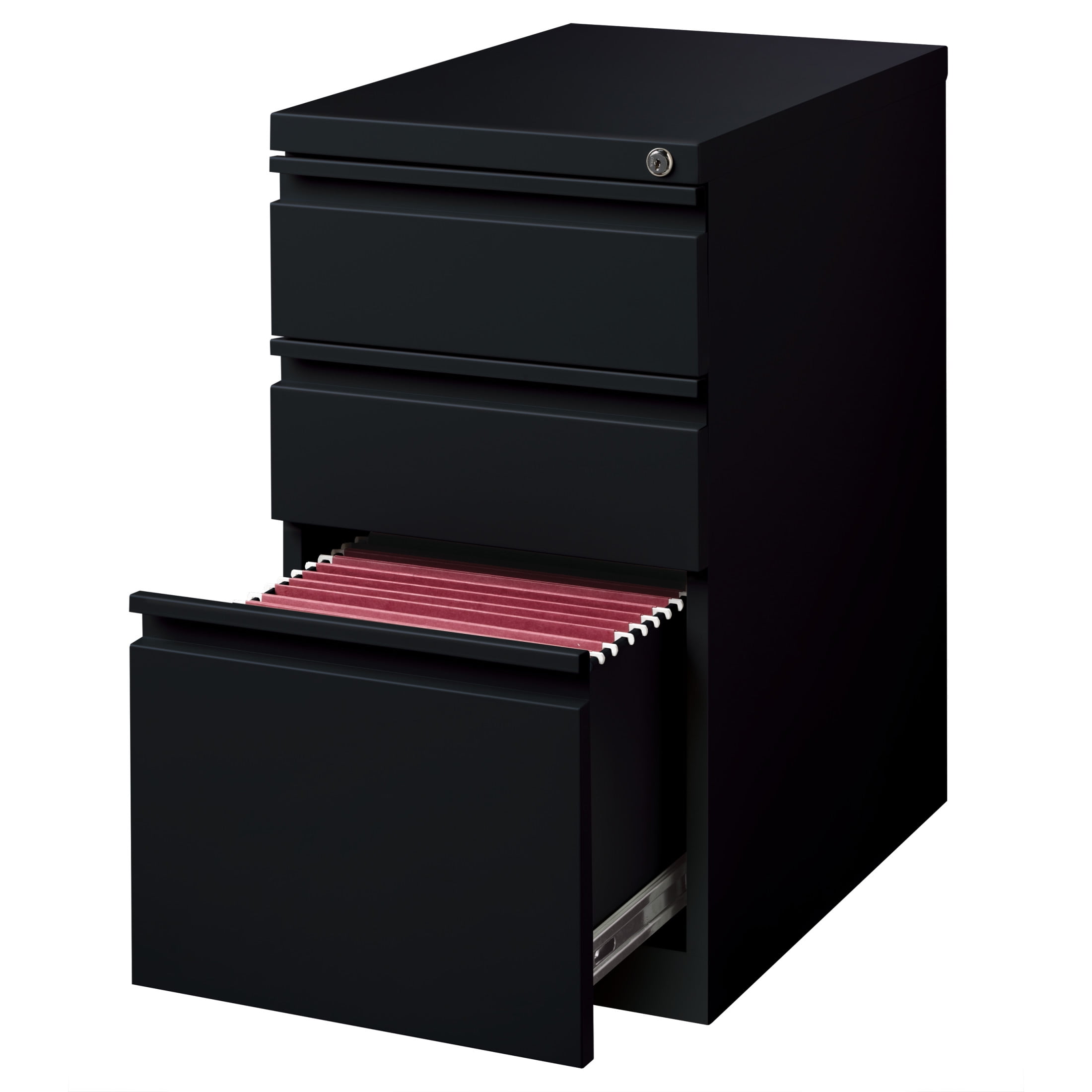 Hirsh 23" Deep Mobile Pedestal File Cabinet 3 Drawer Box-Box-File, Letter Width, Black