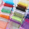 thumbnail image 4 of Bolsas de cordón de organza de 100 piezas Bolsas de dulces transparentes Bolsa de galletas para tratar Bolsas de regalo pequeñas para el banquete de boda Rosa claro, 4 of 5