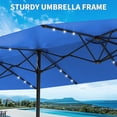 thumbnail image 5 of Kicctian 15FT Double-Sided Patio Umbrella with Solar LED Lights & Base, Extra Large Rectangle Market Umbrella Outdoor,  UV & Fade-Resistant, Ideal for Deck, Pool, Backyard, Garden, Navy Blue, 5 of 9