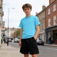 thumbnail image 4 of Boys Nylon Shirts Quick Dry Athletic T Shirts UPF 50+ Performance Cooling Shirt Short Sleeve Rash Guard Kids Top for Boys Girls 5-15 Years Blue, 4 of 9
