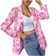 thumbnail image 2 of Puntoco Chaqueta de punto pequeña con un solo botón y estampado de flores informal para mujer sin abrigo de bolsillo Puntoco Puntoco-982, 2 of 9