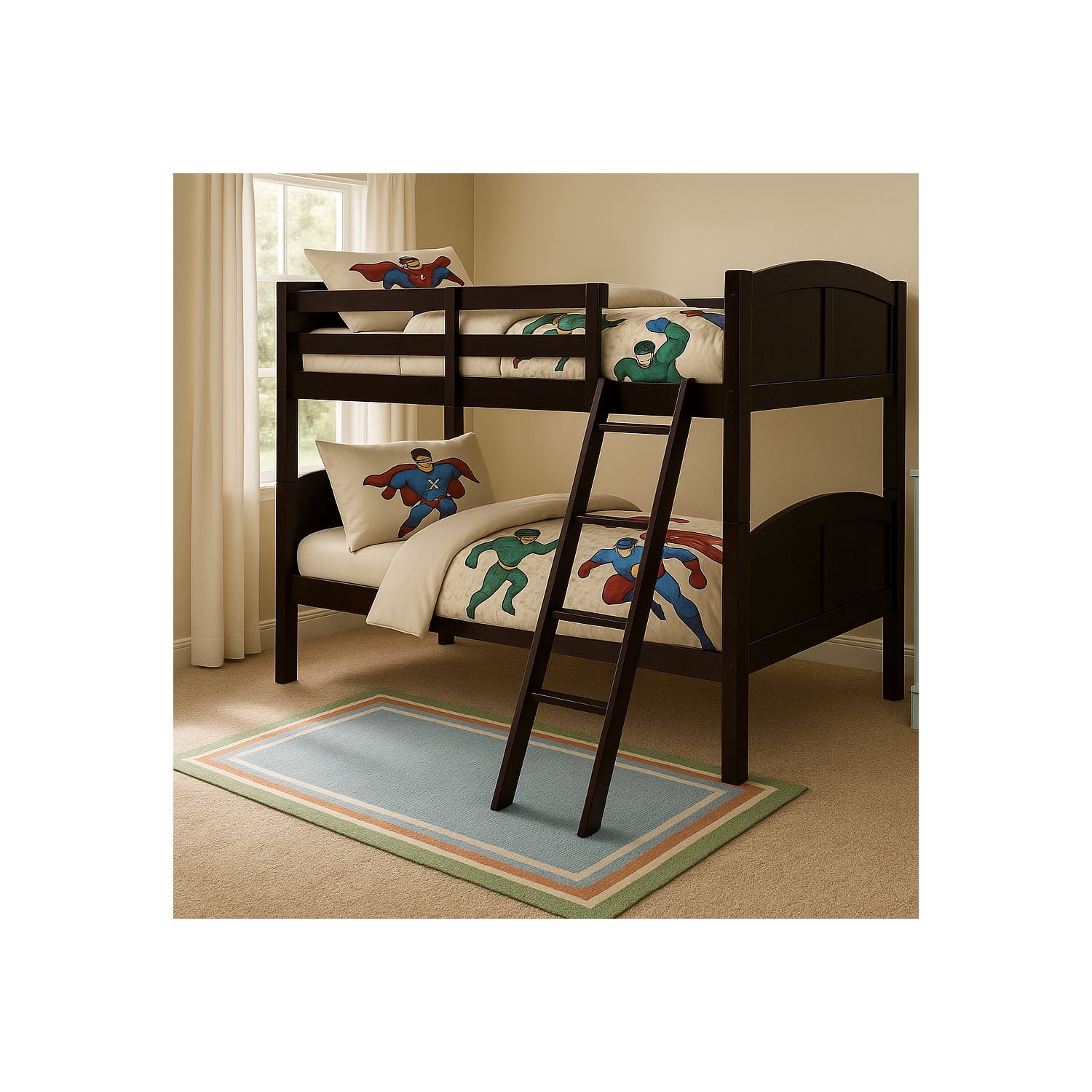 CR Wooden Kids Twin Over Twin Bunk Bed Espresso