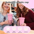 thumbnail image 3 of Ikoopy 12 Pcs Pink Bow Plastic Cups with Lids and Straws 24 oz Reusable Bow Tumbler Cute Drinking Coffee Cup for Birthday Wedding Party Supplies, 3 of 11