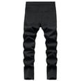 thumbnail image 3 of SWSMCLT Men's Ripped Jeans Polyester Summer Pants Slim Fit Trousers Stretch Mid Rise Western Denim Comfy 46 Black 32, 3 of 4