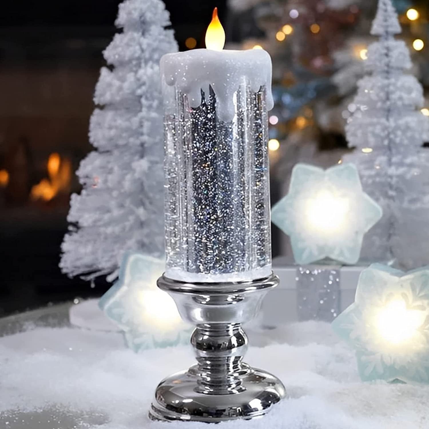 LED Christmas Candles 2022 , Christmas Decoration, 7 Colors Automatic Changing Candle Lights, USB Rechargeable Swirling Glitter Flameless Candles, Christmas Party Home Decoration - Walmart.com