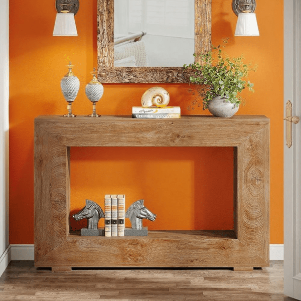 47" Farmhouse Console Table with Storage Shelf, Rustic Sofa Table for Behind Couch, Entryway Table for Living Room, Hallway & Home Decor