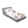 thumbnail image 2 of Ambesonne Colorful Fitted Sheet & Pillow Sham Set, Hummingbirds on Branches, Twin, Multicolor, 2 of 2