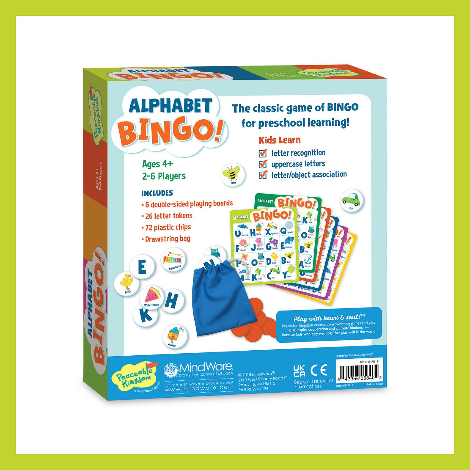 MindWare Alphabet Bingo! Juego educativo de mesa para aprender letras, para 2 a 6 niños de 4+ años 8