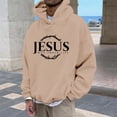 thumbnail image 1 of MHFRRA Sudadera con Capucha y Estampado de Letras, Informal, Cálida, Forrada, Cómoda, para Uso Diario y Actividades Al Aire Libre Caqui, 1 of 3