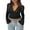 Black, variant on Gupgi Women Lace Long Sleeve Tops Solid Low Cut Deep V Neck Bell Sleeve Slim Fitted Crop Top