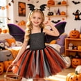 thumbnail image 5 of Halloween Girl Dress Mesh Color Block Skirt Headband Party Outfit Princess Dress Girls Size 5-6T, 5 of 5