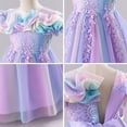 thumbnail image 5 of IBTOM CASTLE Girls Formal Dress Kids Party Wedding Party Birthday Princess Dresses Ball Gown Daughter Dance Dresses Sparkly Round Neck Lace Tiered Tulle Flower Girl Dress 3-4T Rainbow Purple, 5 of 7