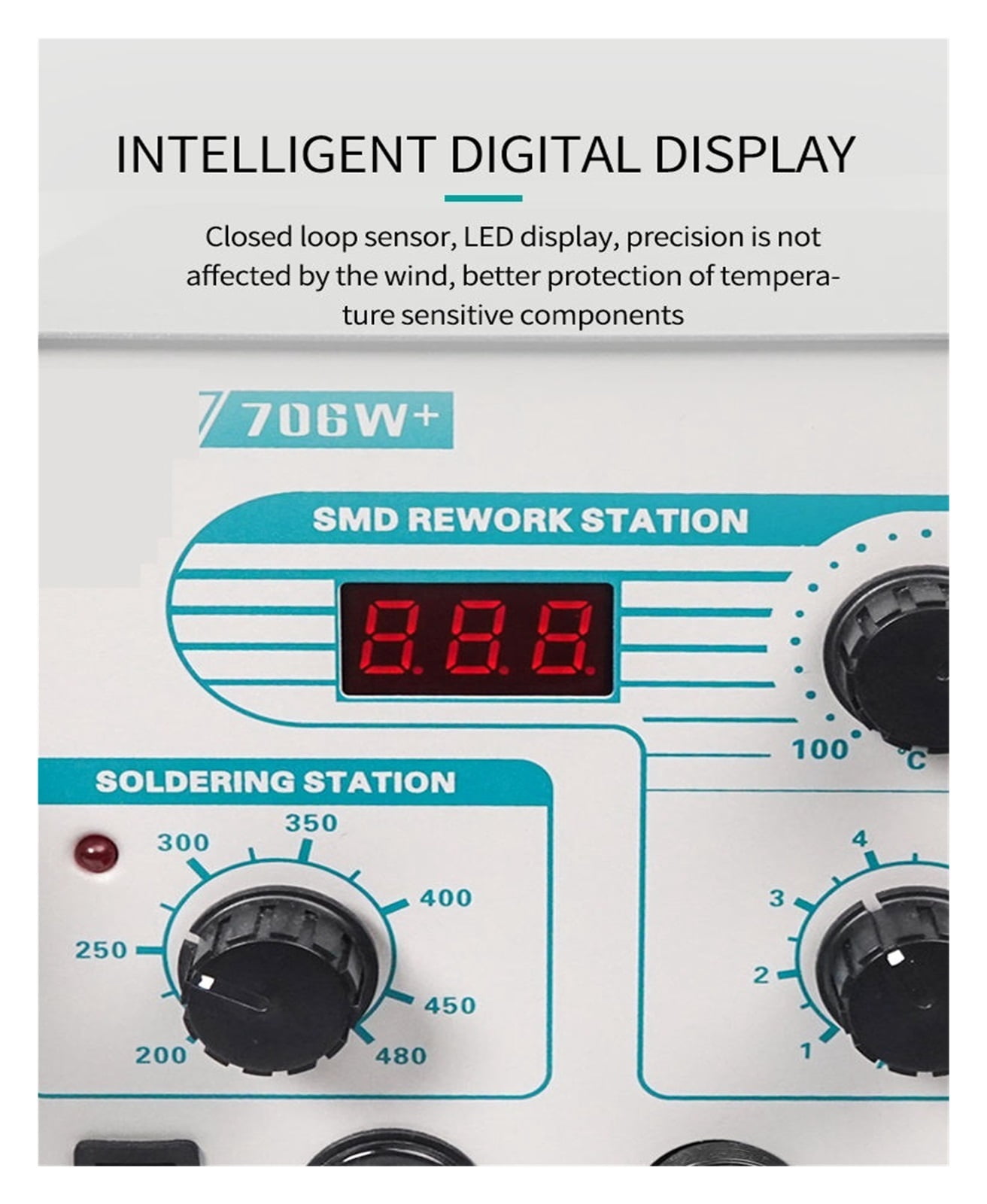 706W+ 2 In 1 Soldering Iron Stations Lead-Free Desoldering Repair Tools Rework Hot Air Gun ,Complete Set