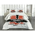 thumbnail image 3 of Ambesonne Fitness Quilted Bedspread Set 3 Pcs, Bodybuilder Barbell, Queen Size, Red Black White, 3 of 5