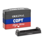 Stakz 3-in-1 Stackable Pre-inked Message Stamp - Original, Copy, Sign Here messages Included - 3 ink colors