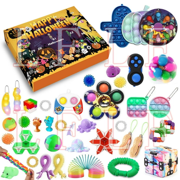 41Pcs Fidget Toy Advent Calendar 2021 Halloween Countdown Calendar 30 Days with Dimple Popit