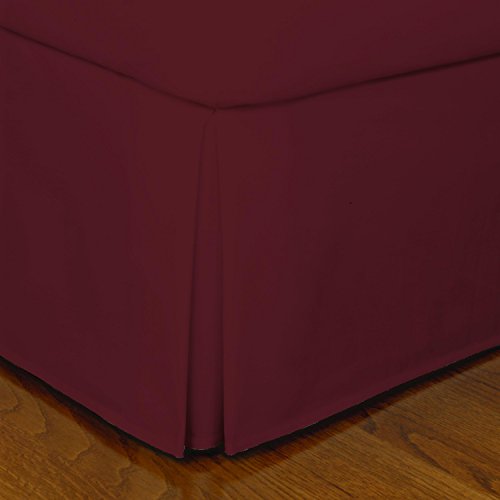 Crescent Bedding Twin Burgundy Pleated Bed Skirt Easy Care, Quadruple