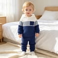 thumbnail image 2 of WhouRiu Boys Casual Ribbed Knit Outfits Autumn Cozy Pullover Hoodies And Pants Sets Baby Clothes, 2 of 9