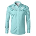 thumbnail image 4 of Boys Western Style Print Shirt Top for Kids Casual Plaid Button Front Shirt with Rugged Comfort for Everyday Wear Sky Blue 140, 4 of 4
