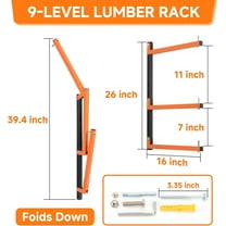 6 Pack Lumber Rack Wall Mount, Heavy Duty Wood Storage Racks, 9-Level System Organizer Shelving, 1080  Capacity Hanging Garage Shelves, Orange  Utility Metal Shelf for Indoor and Outdoor