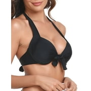 RELLECIGA Womens Push Up Bikini Top Knot Front Underwire Bathing Suit
