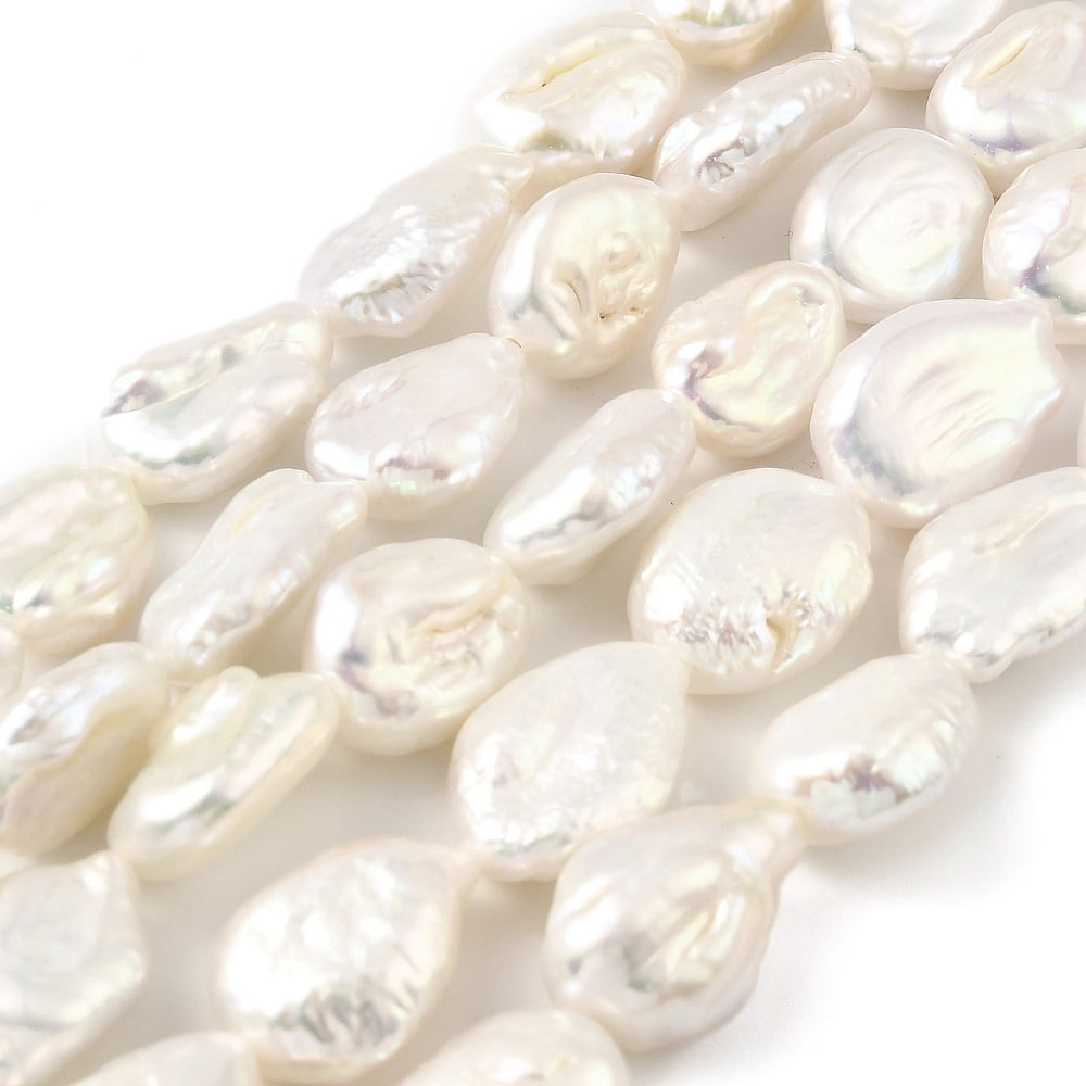 Baroque Natural Keshi Pearl Beads Strands Natural Cultured Freshwater Pearl 12~18x10.5~12.5x4~8mm Hole: 0.7mm 15.08~15.47 inch(38.3~39.3cm)