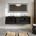 thumbnail image 7 of Eviva Vienna 75 inch Oak Black Wall Mount Bathroom Vanity with Black Integrated Acrylic Sinks, 7 of 7