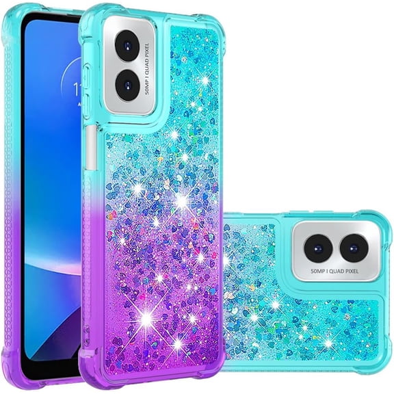 Compatible with Motorola Moto G Play 2024 Case Girls Women Liquid Glitter Heavy Duty Shockproof Back Cover Soft TPU Bumper Silicone Slim Protective Cover for Moto G Play 4G 2024 Gradient Blue