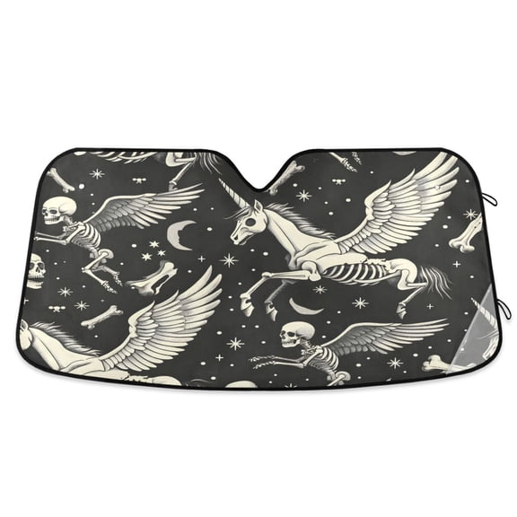 Skeleton Pegasus Car Windshield Sun Shade Foldable Car Front Window Visor Heat and UV Protection 53x23.5