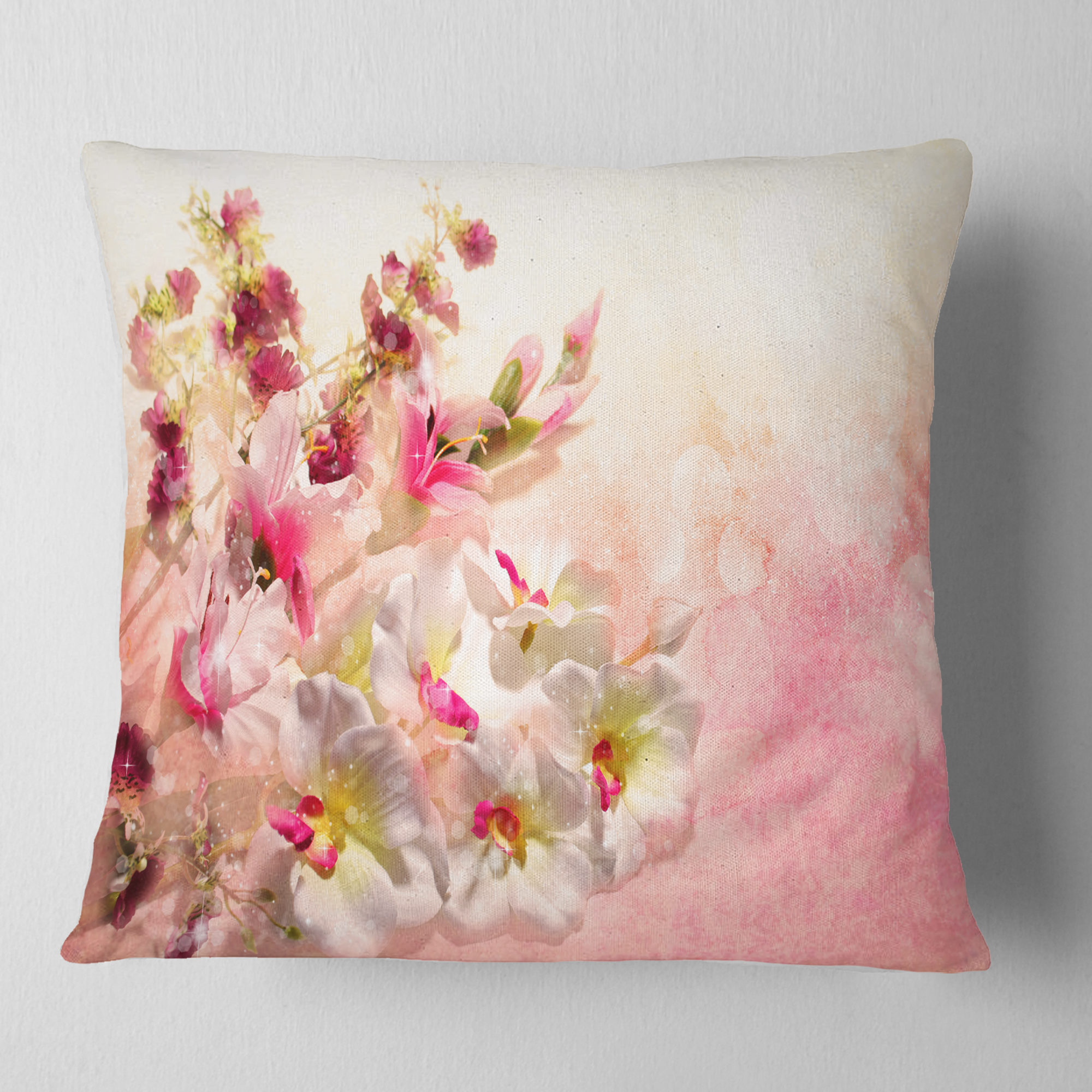 Designart Pink Bouquet of Flowers - Floral Throw Pillow - 18x18