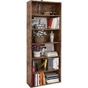 IRONCK Bookcases Floor Standing 6 Tier Shelves 70in Tall for Home Office, Vintage Brown