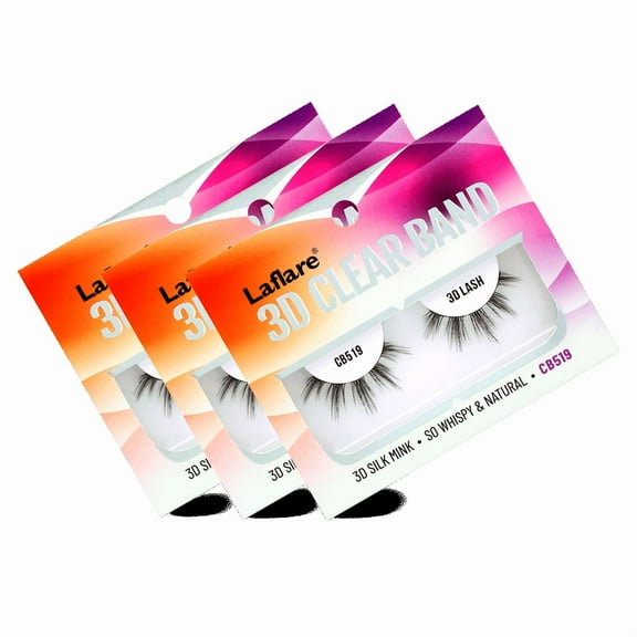 Laflare Strip Lashes look like Eyelash Extensions Clear Band 3D Natural Look Volume Lashes Wipsy. 3 Pack