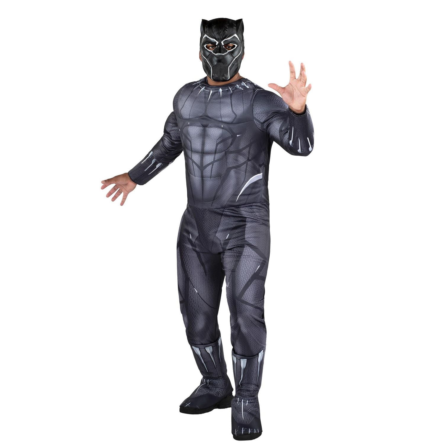 MARVEL Adult Black Panther Costume - Padded Jumpsuit and 3D Plastic Mask