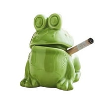 Frog Ashtray with Lid Ceramic Windproof Cigarette Ashtrays for Indoor