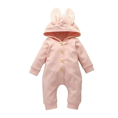 

Binmer Toddler Kids Boys Girls Cute Cartoon Rabbit Ears Solid Color Cotton Romper