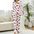 thumbnail image 2 of Top-kevin Womens Pajamas Set Hearts Leopard Lips Pattern Soft Long Sleeve Sleepwear Button Down Sets, 2 of 12