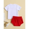 thumbnail image 3 of Bagilaanoe 4th of July Clothes for Newborn Baby Girls Short Sleeve Letter Print Romper Tops + Shorts 3M 6M 12M 18M 24M Infant Independence Day Outfits 2pcs Short Pants Set, 3 of 9