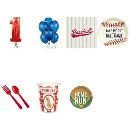 Party Baseball - Baseball 1st birthday party supplies pack for 16