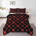 thumbnail image 2 of Erosebridal Geometric Abstract Comforter Sets Queen Size, Neon Red Comforters & Duvets, Modern Minimalst Decor , Breathable 3pcs, 2 of 8