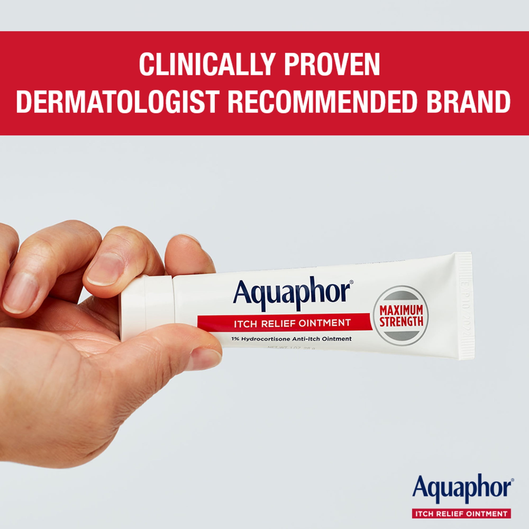 Aquaphor Itch Relief Ointment, Hydrocortisone Anti-Itch Cream, Fast-Acting, 2 oz