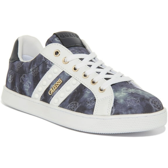 Guess Relka2 Women's Lace Up Synthetic Trainers In Denim Size 5.5