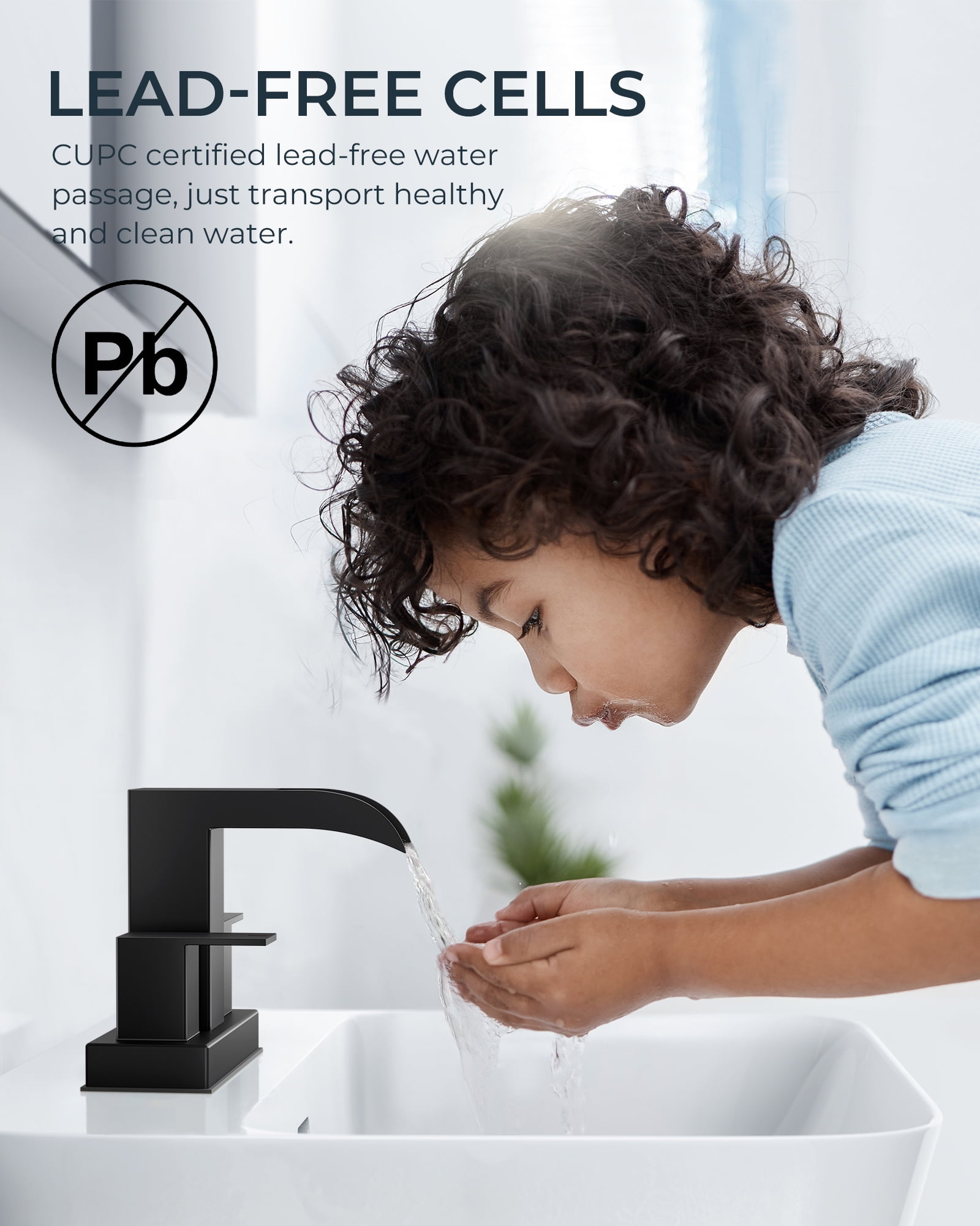 WB-61A32B Centerset Bathroom Faucet With Drain Assembly, 2-handle Bathroom Sink Faucet
