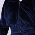 thumbnail image 5 of Girls 2 Piece Velvet Tracksuit for Ages 5‑12, Zip up Hooded Jacket and Elastic Waist Long Pants Soft Velour Outfit for Teen Girls Daily Casual Wear Blue 9-10Years, 5 of 9
