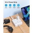 thumbnail image 4 of TROND Surge Protector Power Strip with USB, Ultra Thin Flat Plug 10ft Extension Cord 1625W, 2 USB C & 2 USB A, 8AC Outlets 1700J Surge Protection Wall Mount for Home Office Dorm Essentials, White, 4 of 6