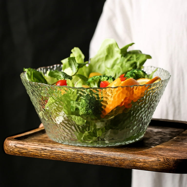 1.6L Home Glass Salad Bowl Irregular Pattern Snack Container Food