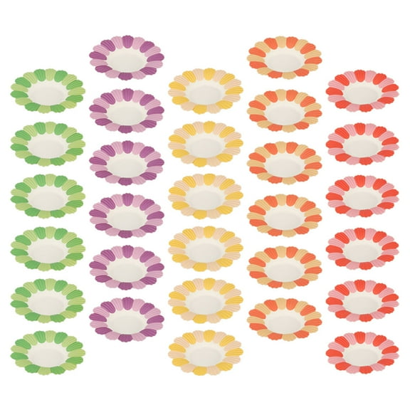SHINYPASING 50Pcs Flower Shape Paper Plates Assorted Color Disposable For Families Family Dining