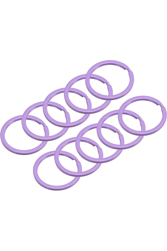 Split Keychain Rings, 2.1x30mm Round Flat Key Holder for Keys Organization, Decoration, Carbon Steel, Purple, 30Pcs
